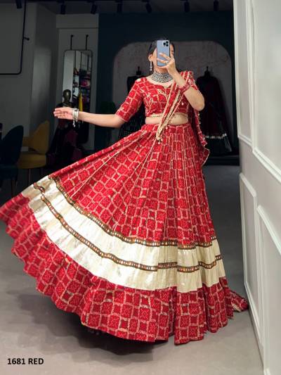 AAWIYA 1681 RED DESIGNER LEHENGA CHOLI WHOLESALER IN SURAT